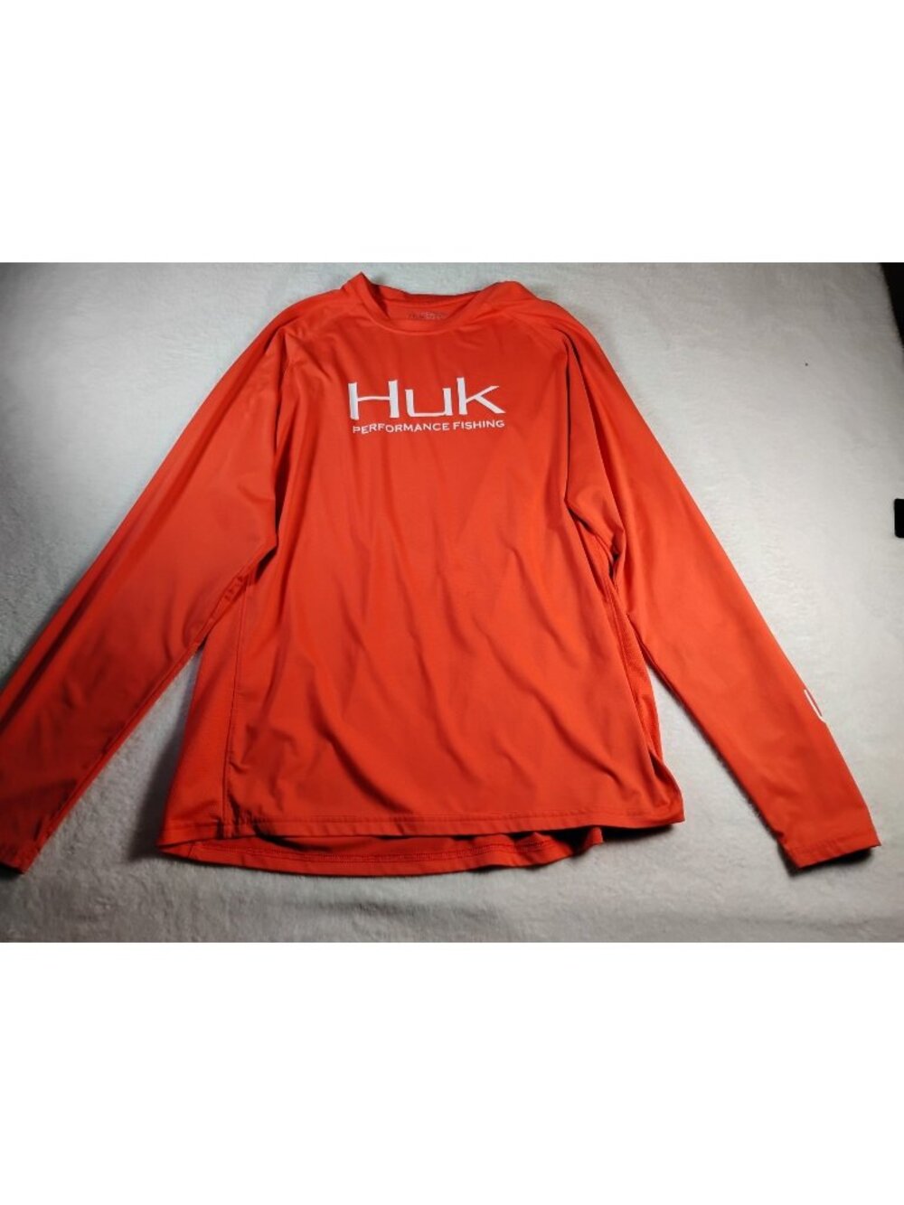 Huk Mens Pursuit Vented Long Sleeve Fishing Shirt +30 UPF Size Large Orange